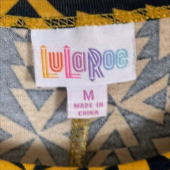 Lularoe Carly High Low Swing Dress Yellow and Navy Blue Print Size Medium - Picture 4 of 6